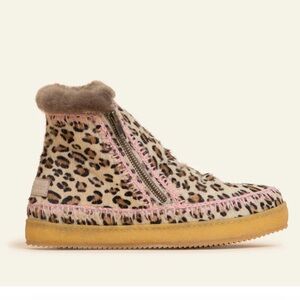Free people Laidback London Setsu Crochet Ankle Boot Leopard Baby Pink
